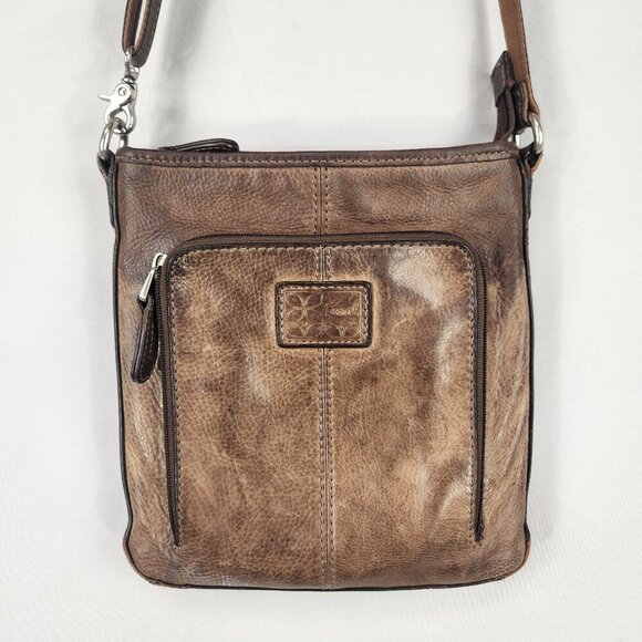 Fossil Brown Crossbody Purse Handbag Leather Adjustable Strap 9 x 9 Inch - Picture 1 of 11